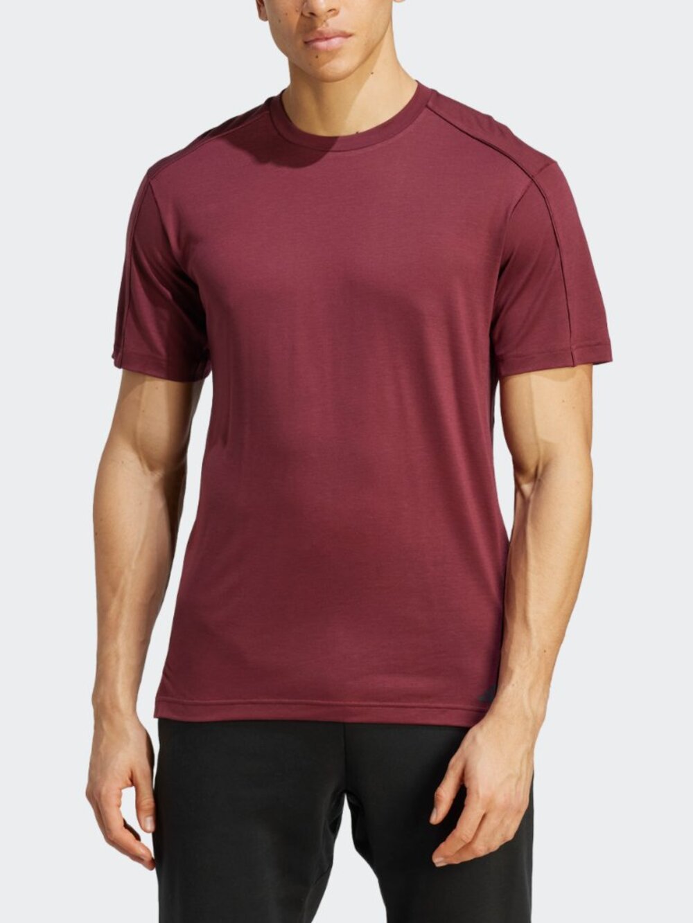 adidas Short Sleeve Athletic Crewneck Shirt - Burgundy